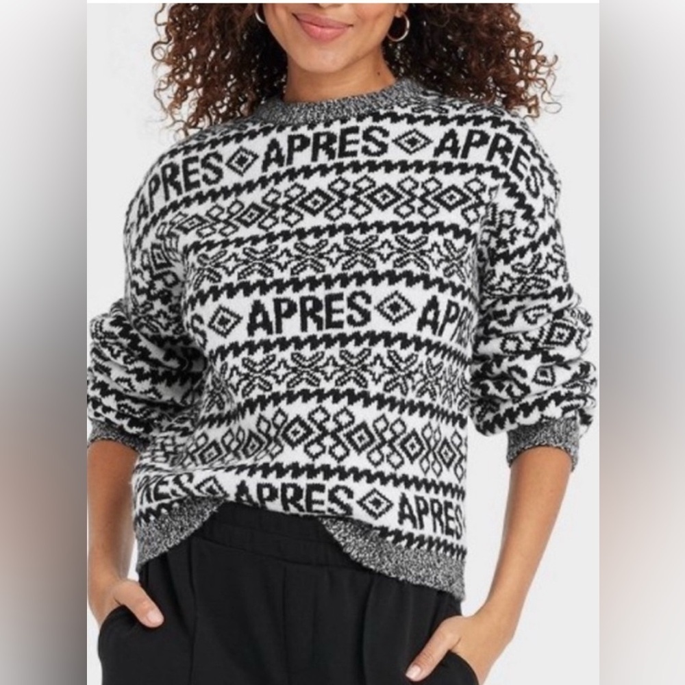 Black and White Ski Sweater Women’s Medium